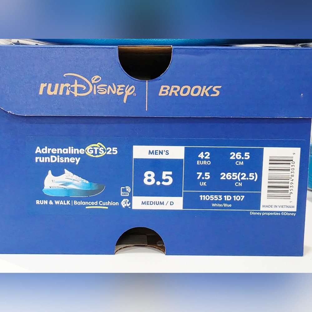 Brooks Adrenaline GTS25 MICKEY RunDisney 2026 Walt World Men's 8.5 Medium D New - Picture 2 of 16